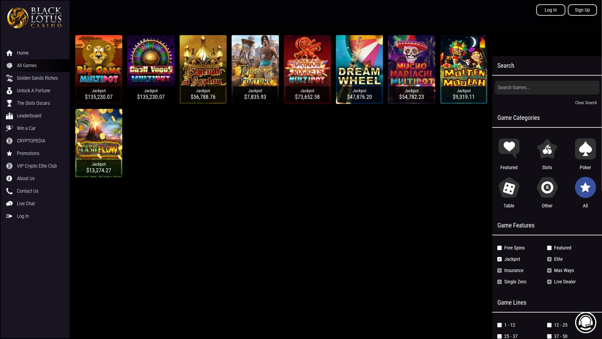 Black Lotus Casino Desktop Jackpot