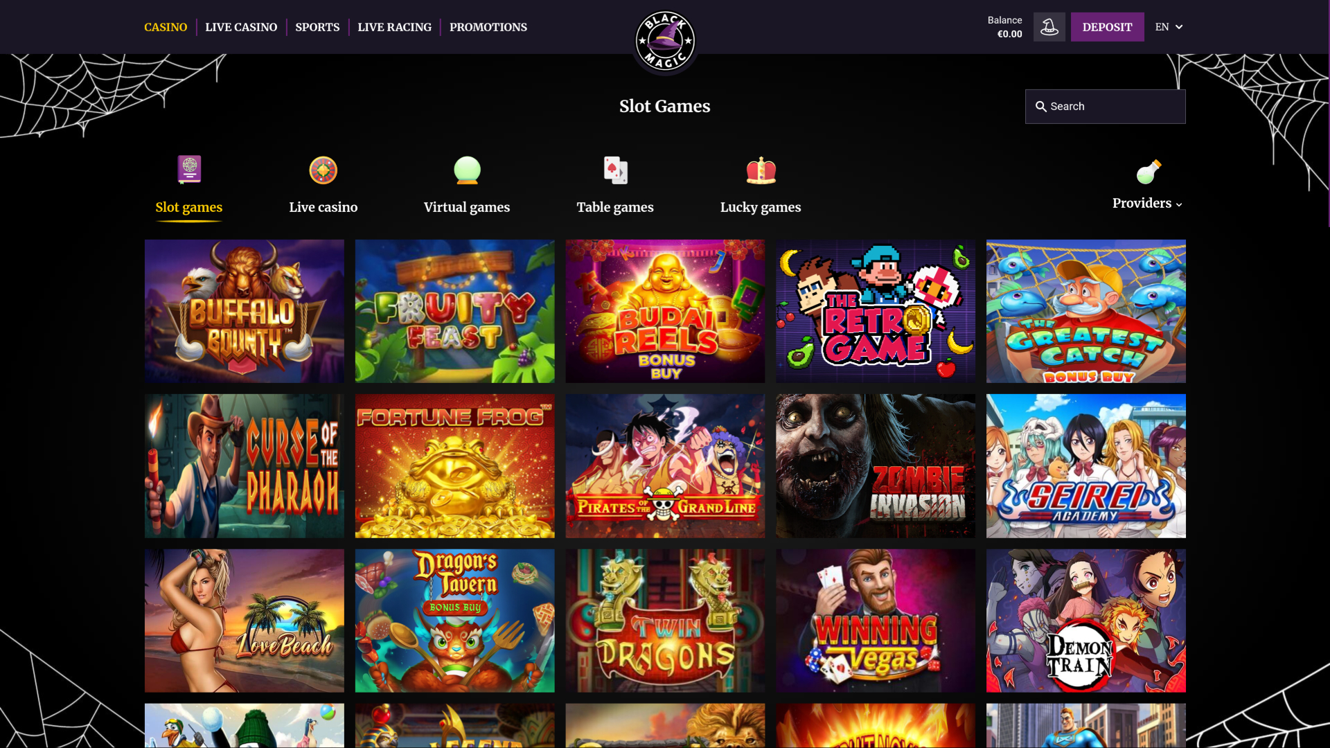 Jeux de bureau de Black Magic Casino