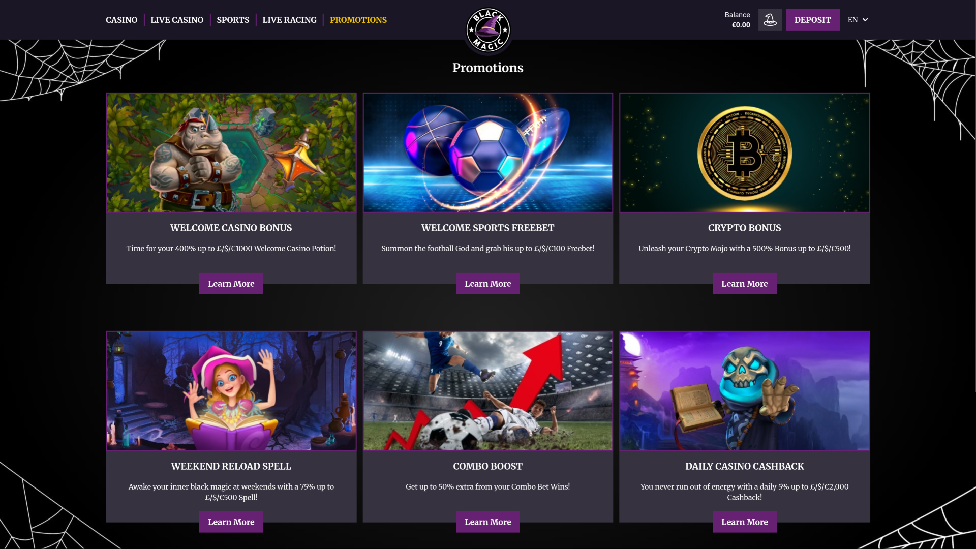 Promotions de bureau de Black Magic Casino