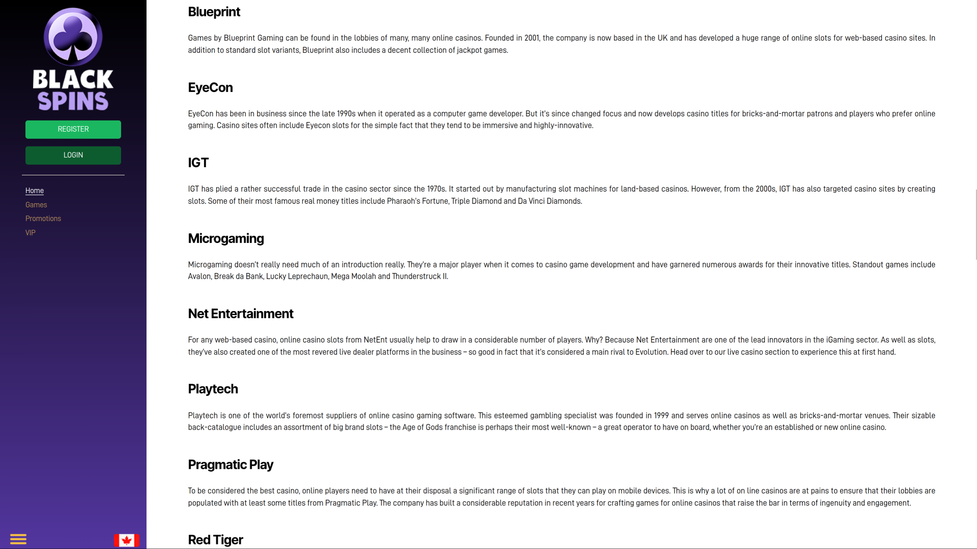 Développeurs de jeux de bureau de Black Spins Casino