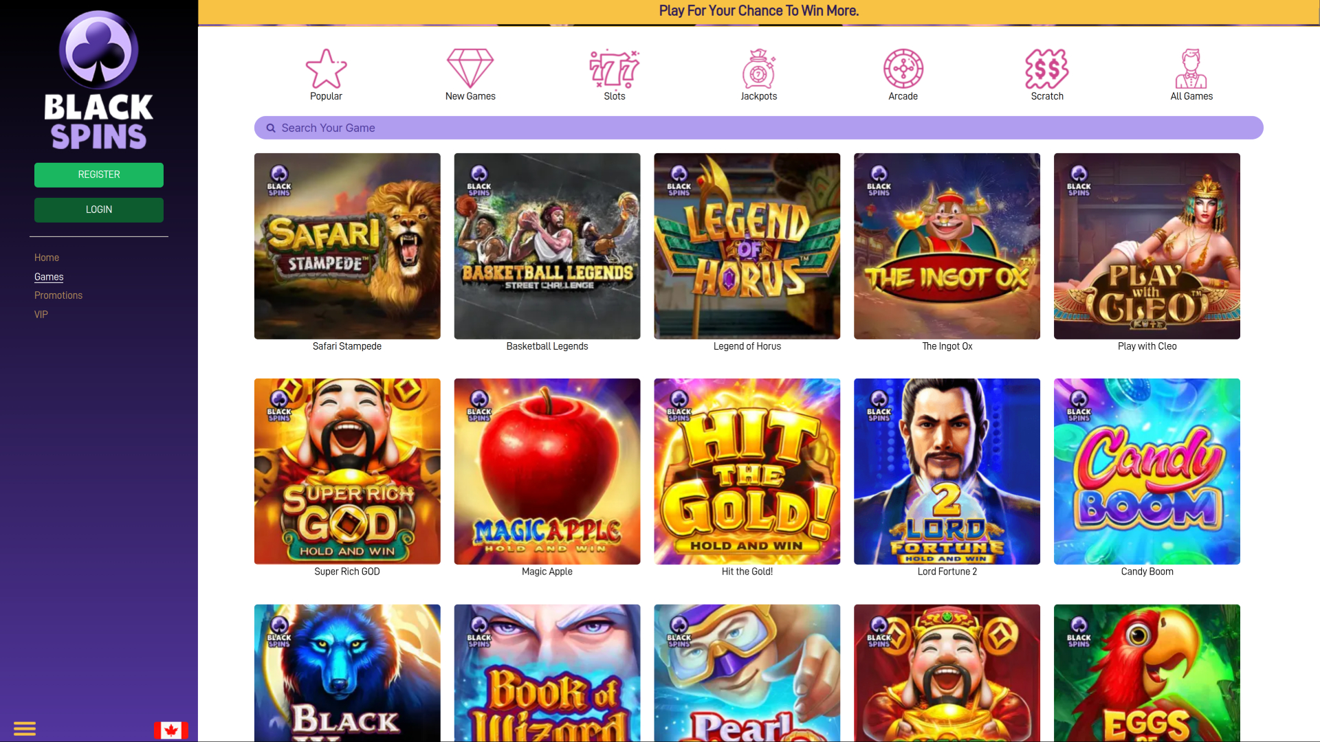 Jeux de bureau de Black Spins Casino