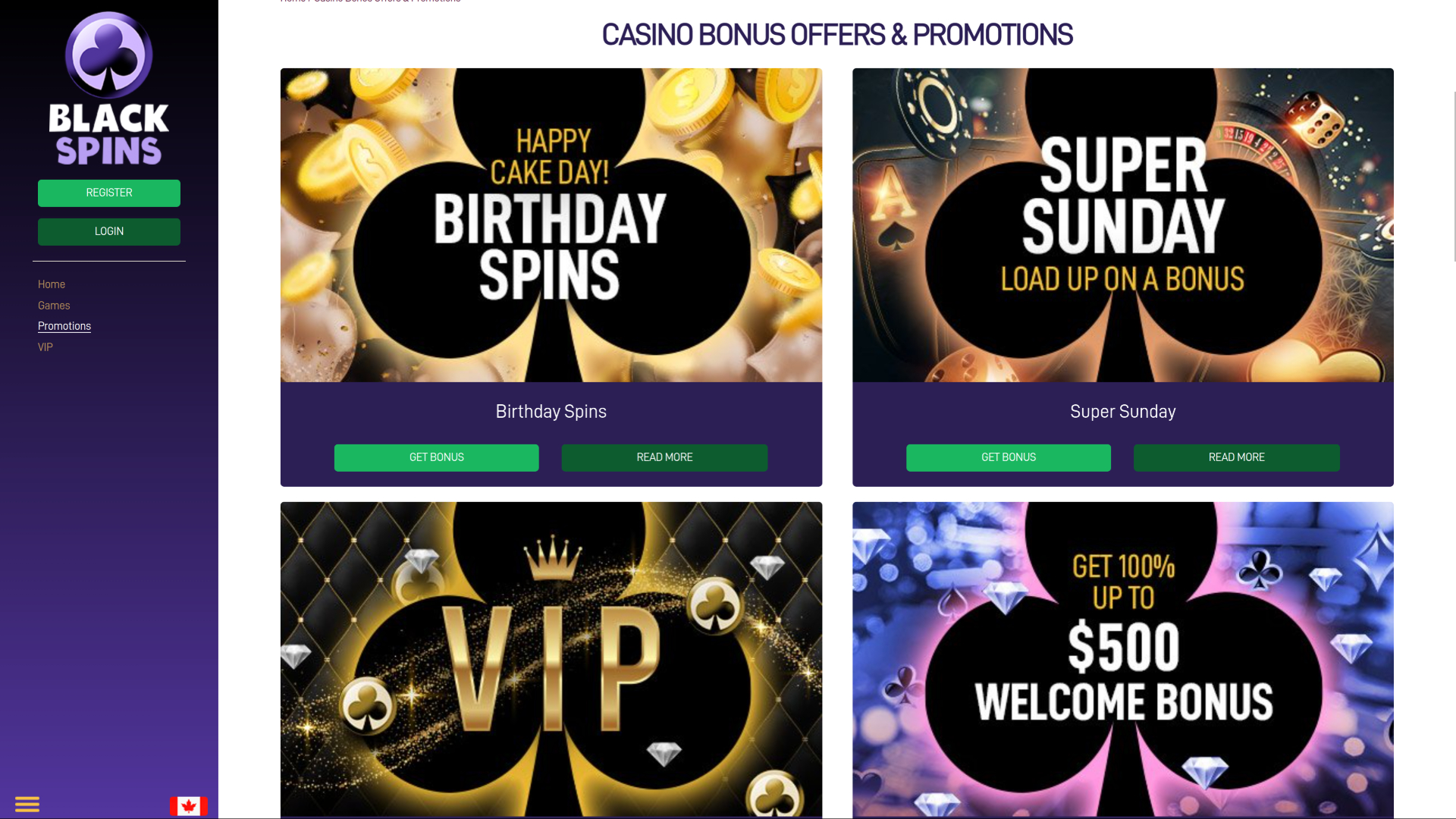 Promotions de bureau de Black Spins Casino
