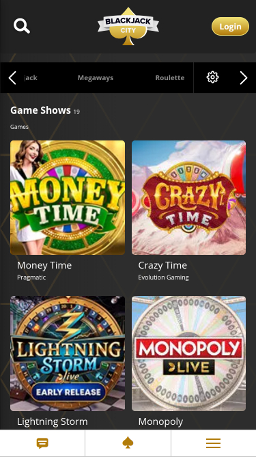 Spettacoli mobile di BlackJack City Casino