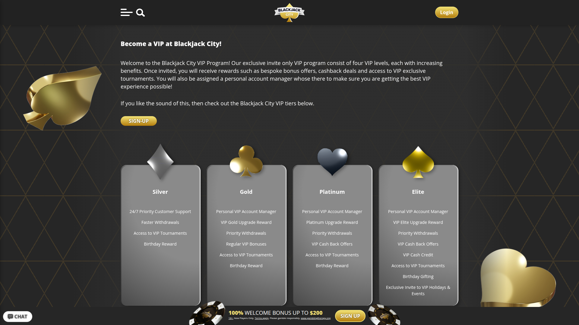 Programma VIP per desktop del Blackjack City