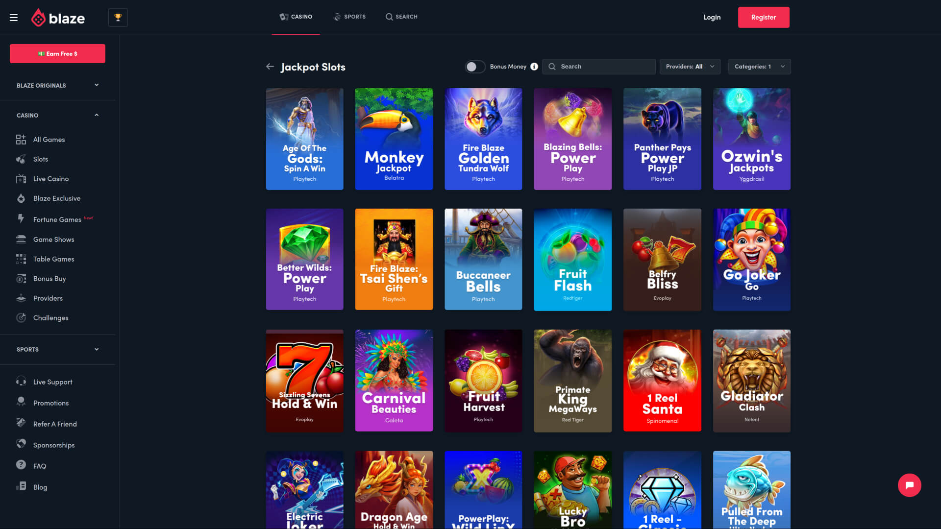Jackpot do Blaze Casino para desktop