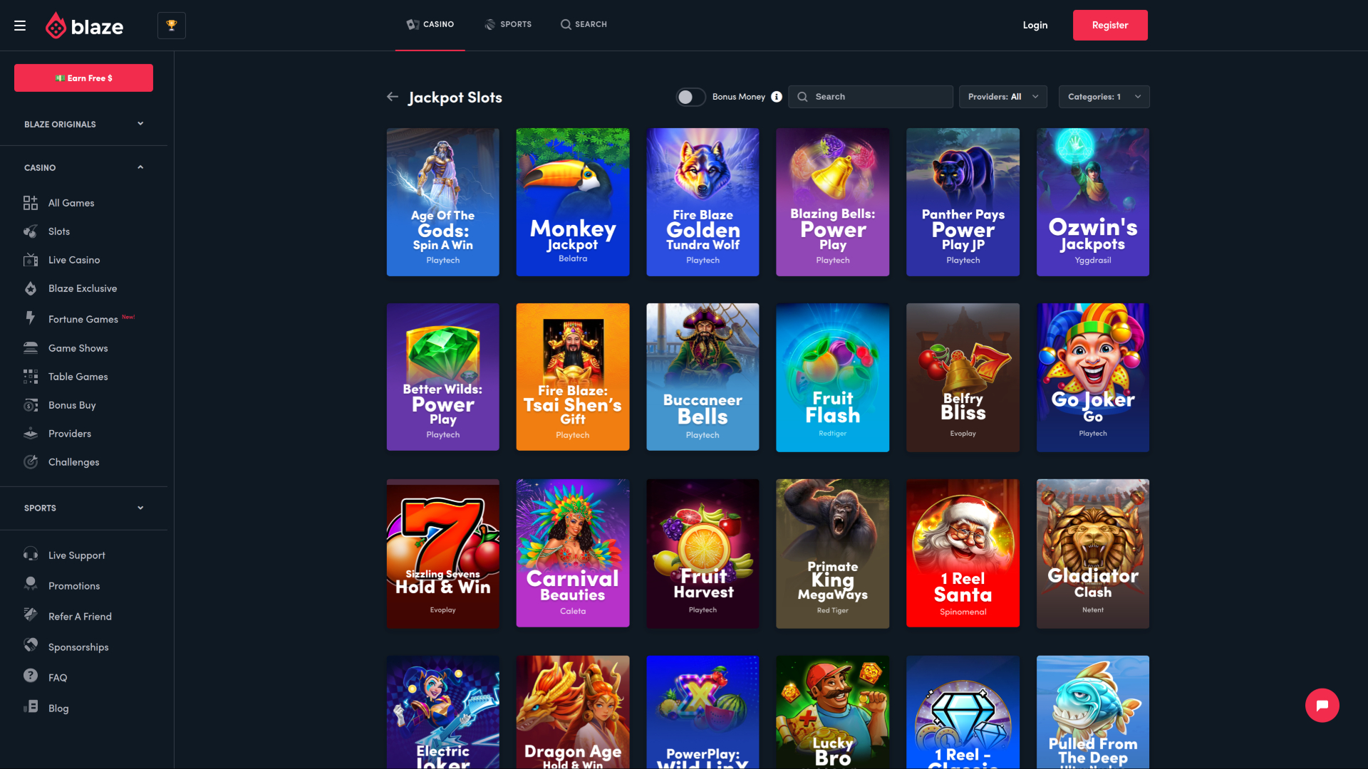 Blaze Casino Desktop-Jackpot