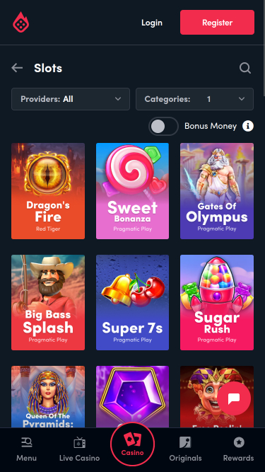 Blaze Casino mobile Spiele