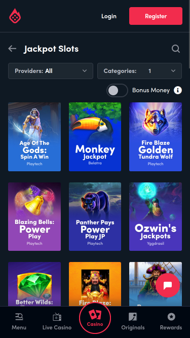 Blaze Casino mobile Jackpot