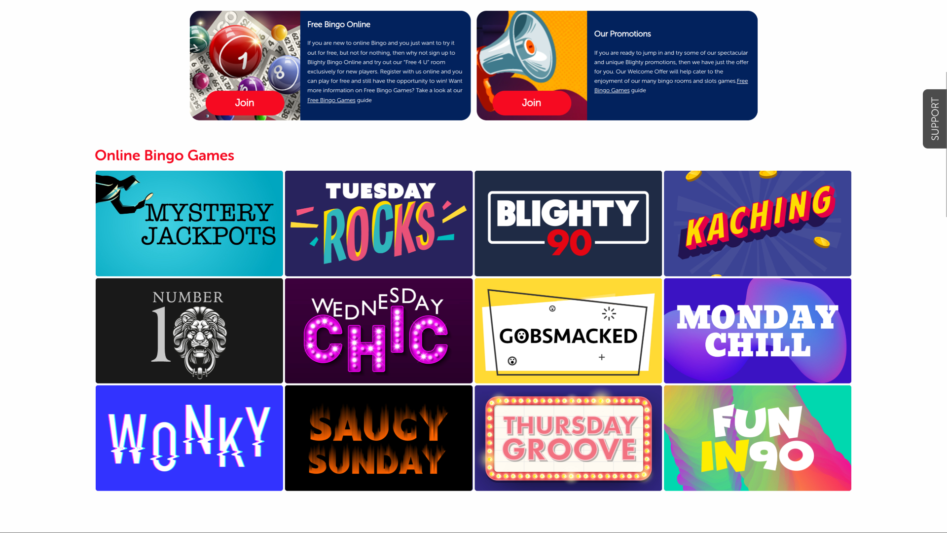 Bingo desktop di Blighty Bingo Casino