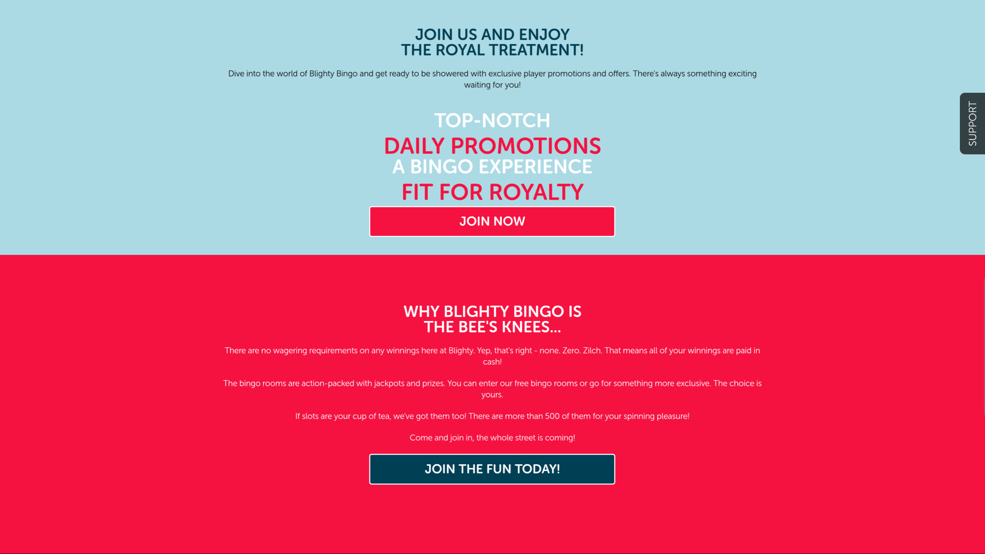 Promozioni desktop di Blighty Bingo Casino