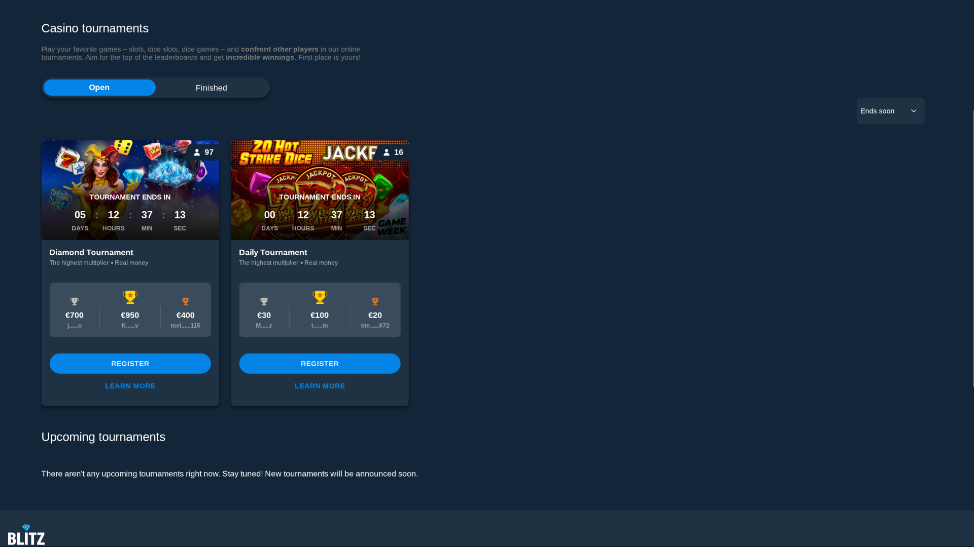 Tornei desktop di Blitz Casino