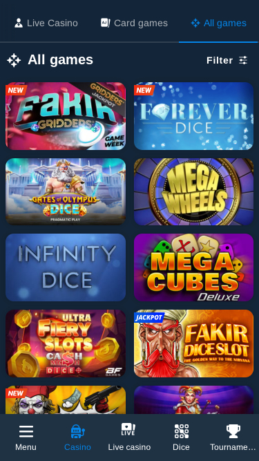 Giochi mobile di Blitz Casino
