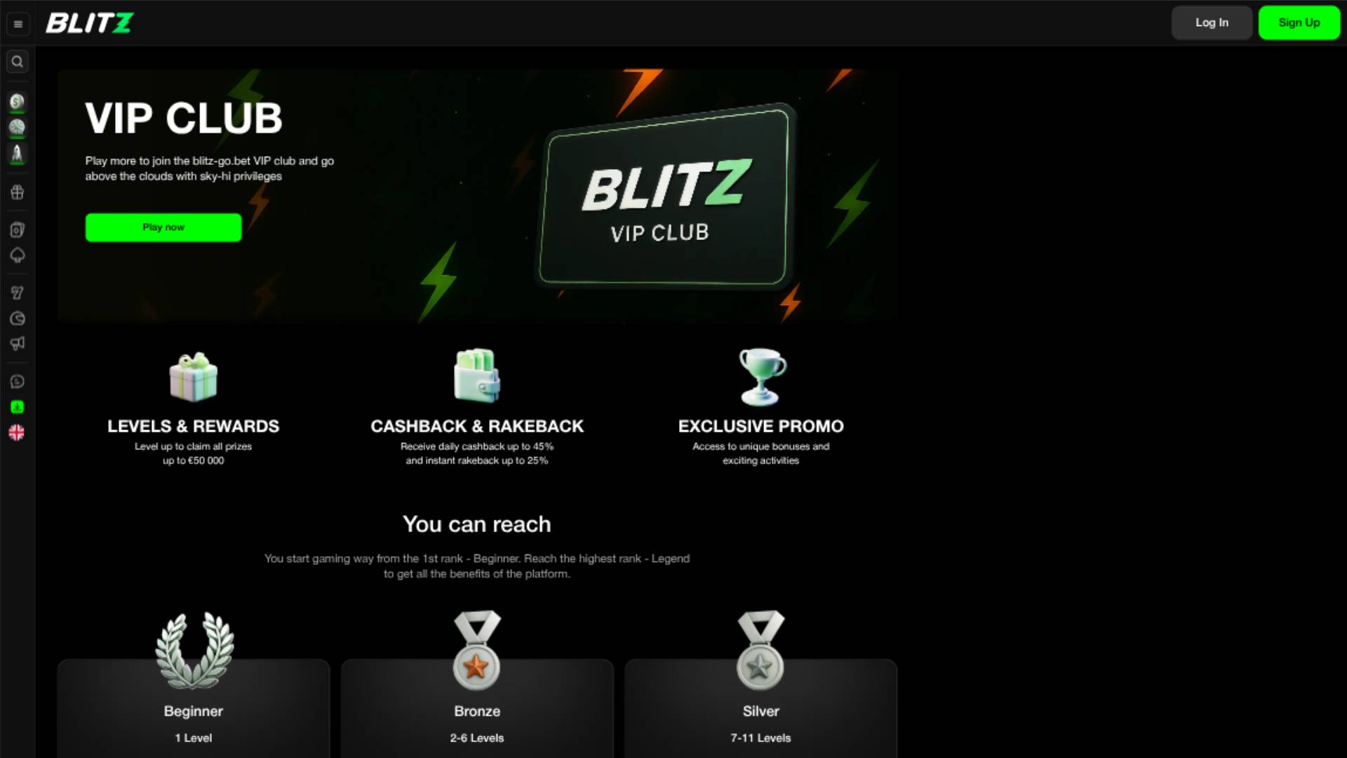 Programa VIP de escritorio de Blitzgo Casino