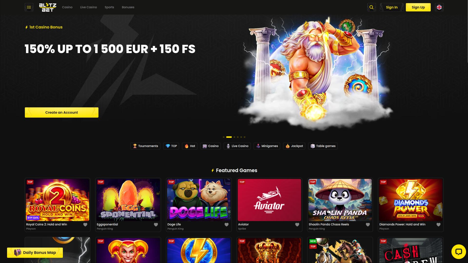 Blitzbet Casino homepage