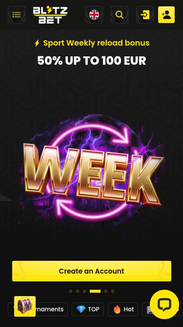 Blitzbet Casino mobile homepage