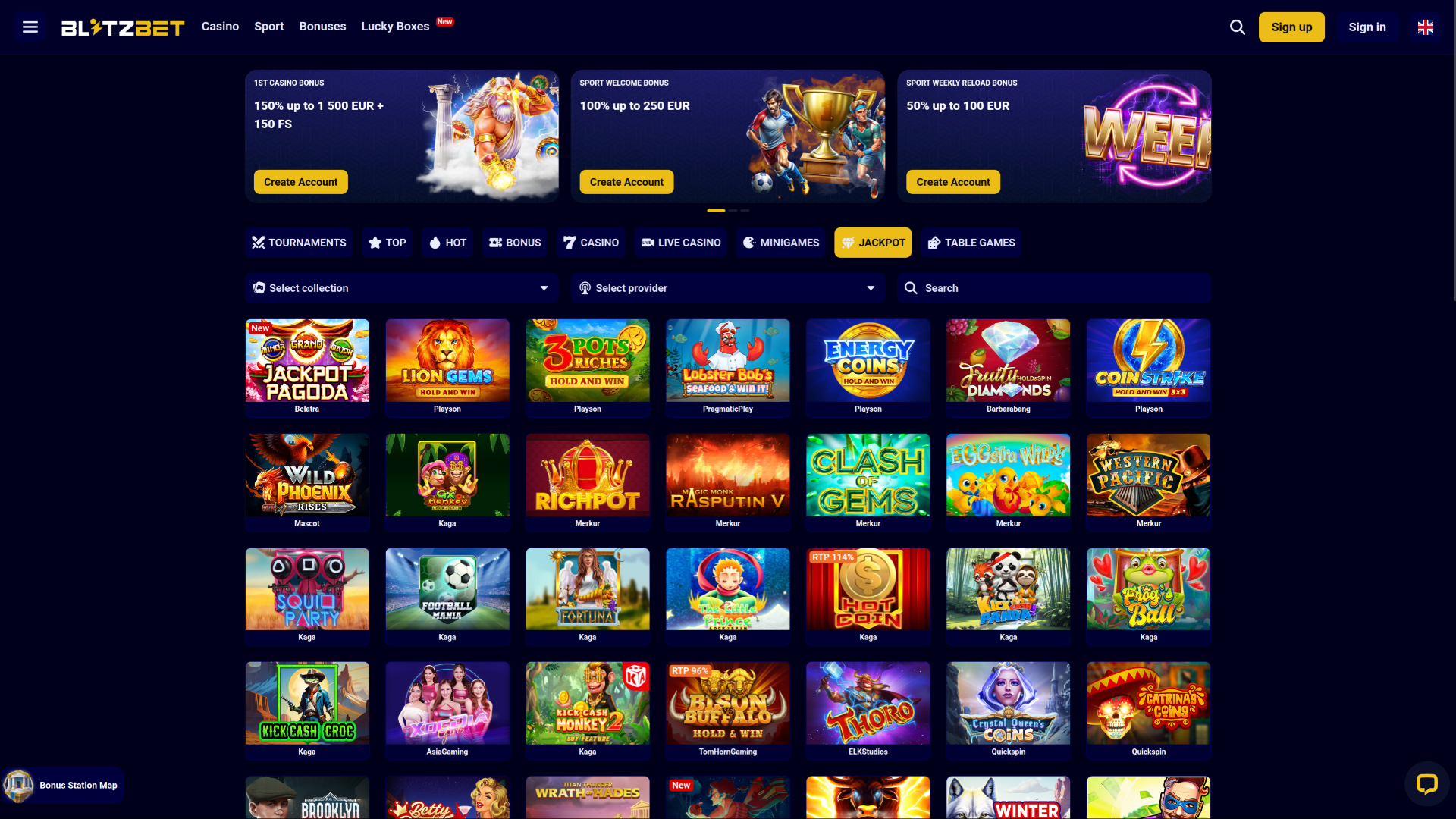 Jackpot del casinò Blitzbet per desktop