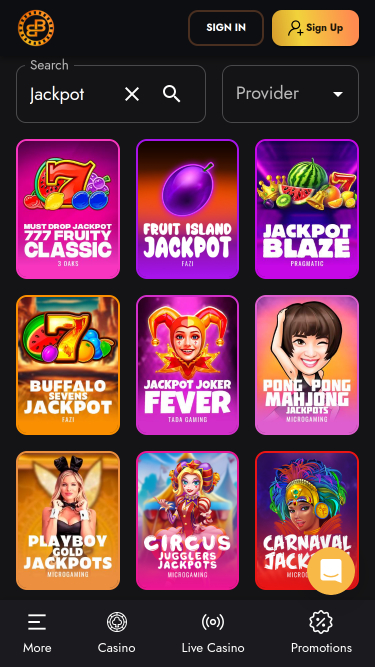 Jackpot mobile de BlockBets Casino