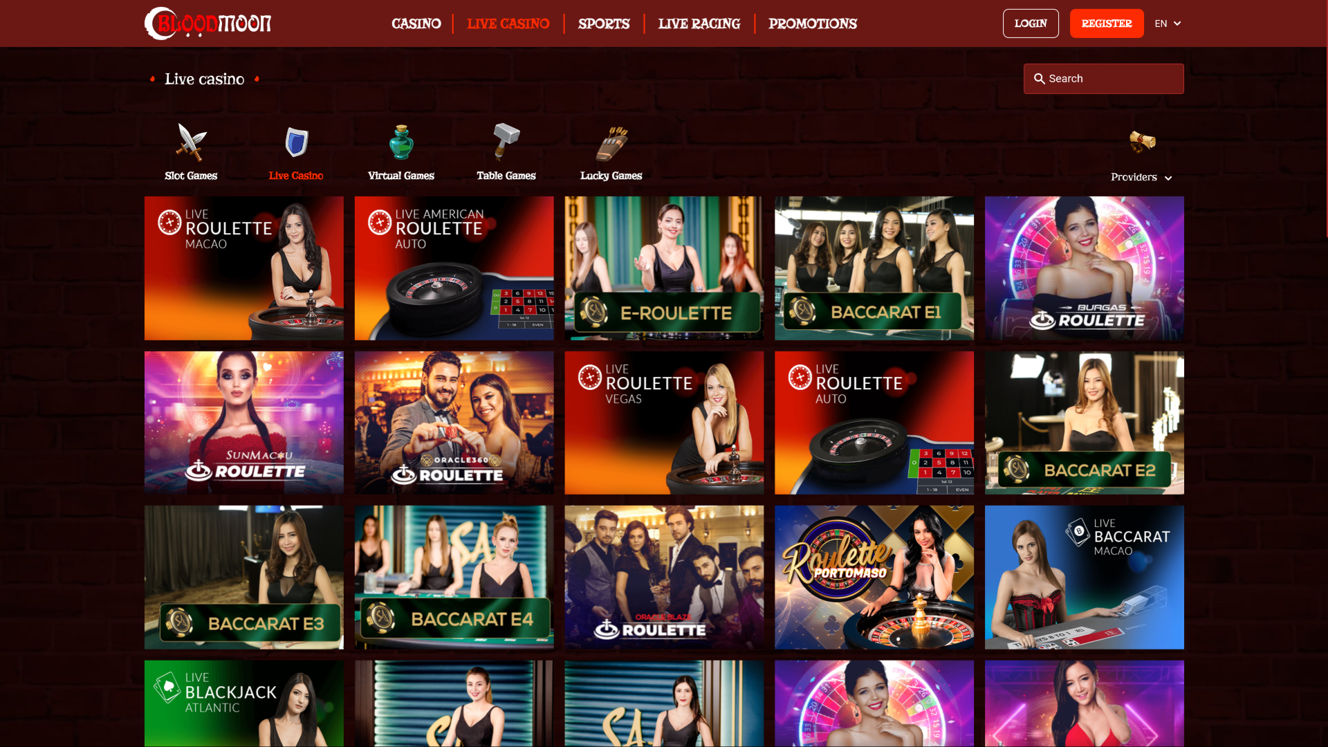 Croupier en direct sur bureau de Blood Moon Casino