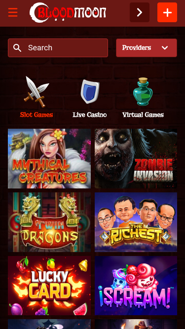 Jeux mobiles de Blood Moon Casino