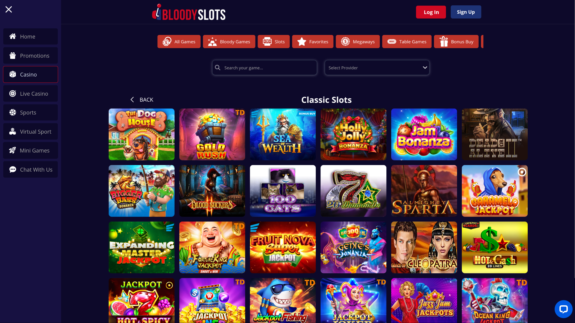 Giochi desktop di BloodySlots Casino