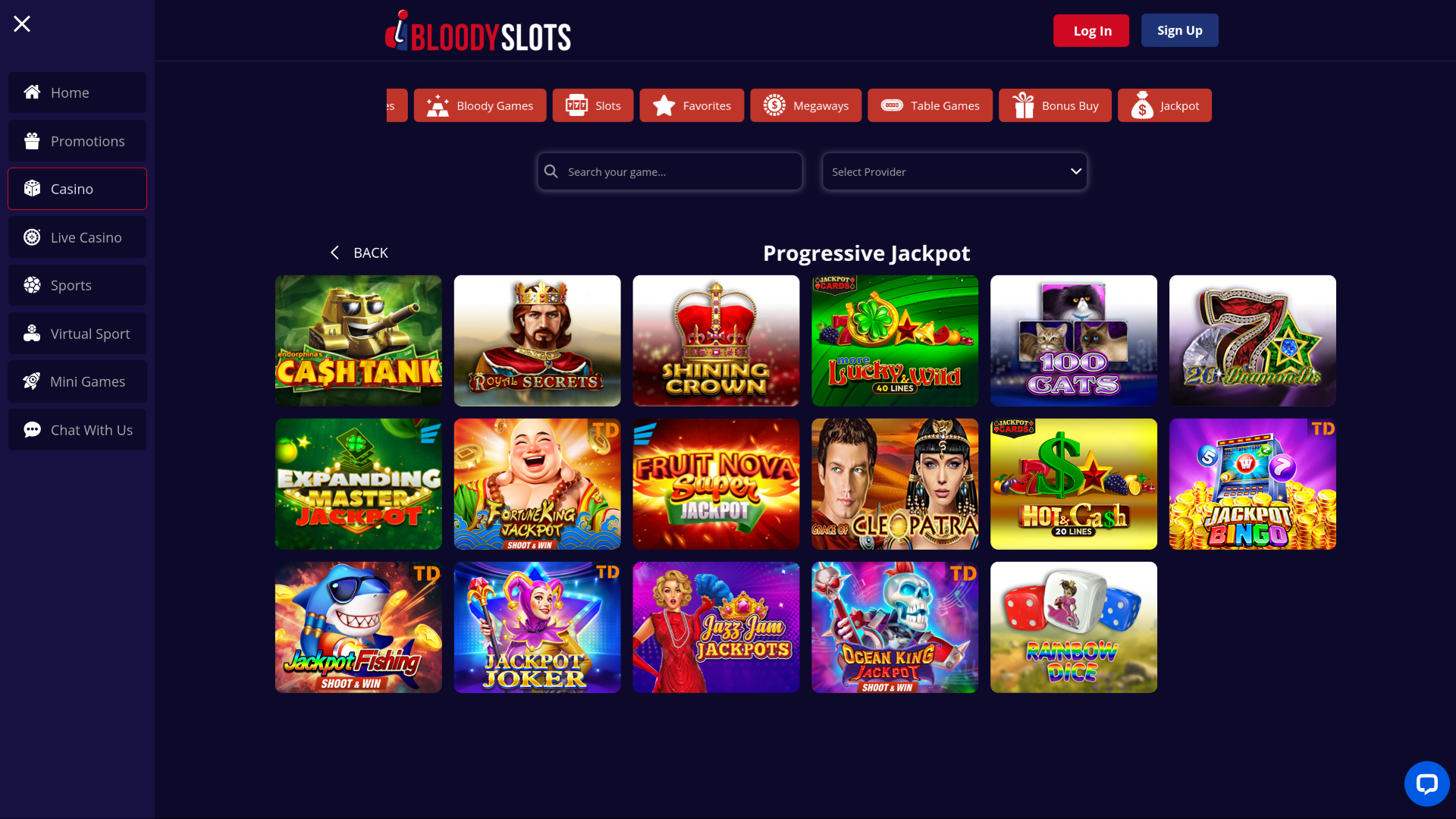 Jackpot desktop di BloodySlots Casino