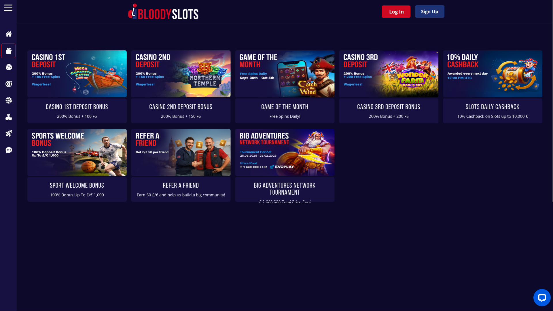 Promozioni desktop di BloodySlots Casino