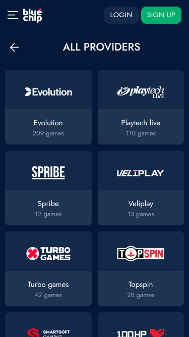 Développeurs de jeux mobiles de BlueChip Casino