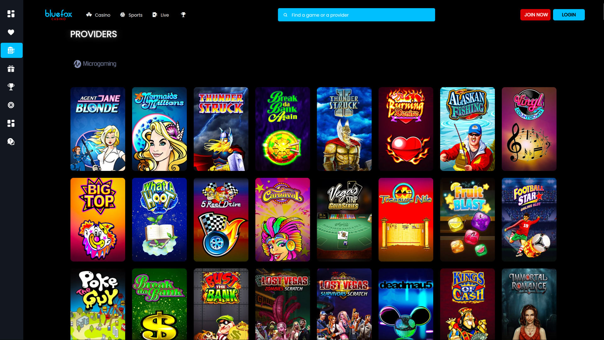 Sviluppatori di giochi desktop di Blue Fox Casino