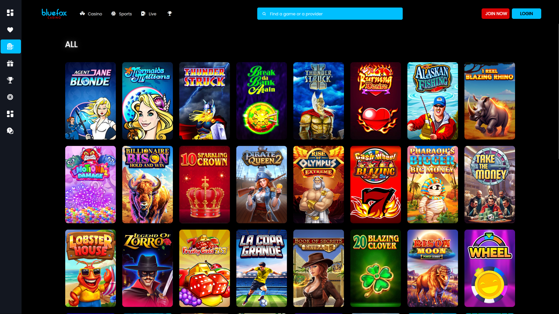 Giochi desktop di Blue Fox Casino