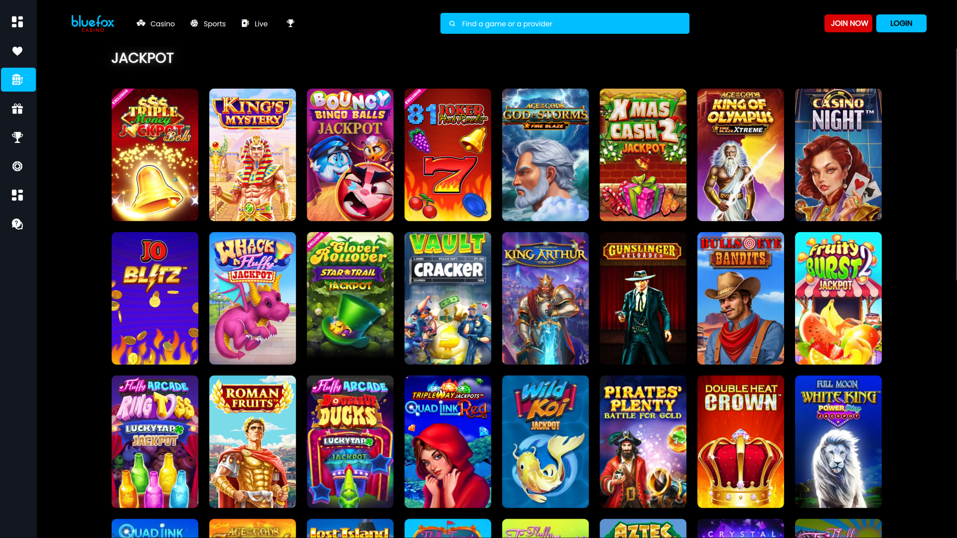 Jackpot desktop di Blue Fox Casino