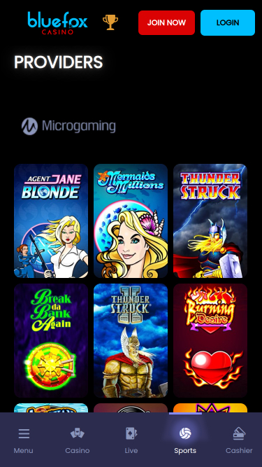 Sviluppatori di giochi mobile di Blue Fox Casino