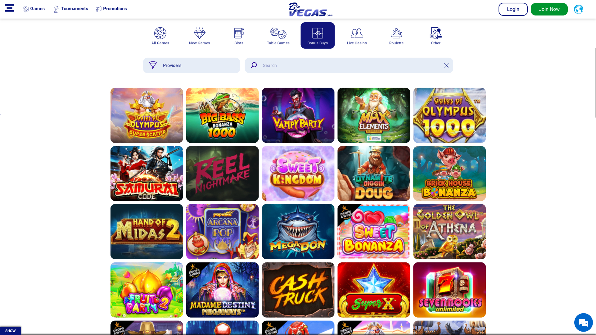 BluVegas Casino Desktop-Bonuskauf