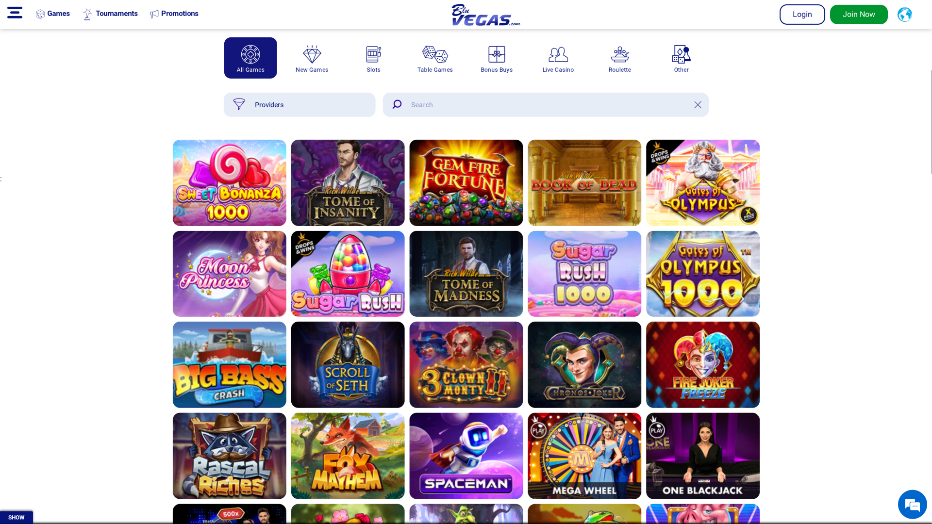 BluVegas Casino Desktop-Spiele