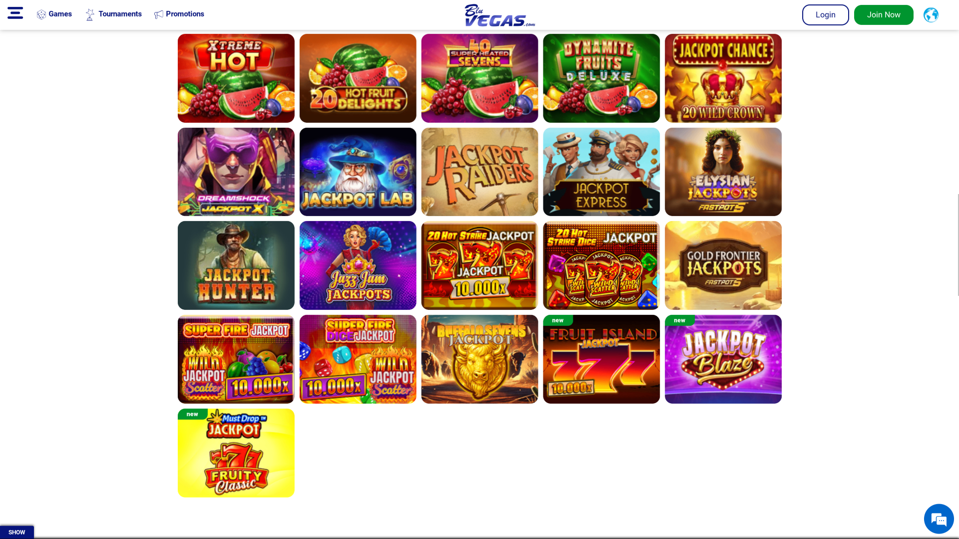 BluVegas Casino Desktop-Jackpot