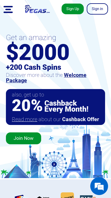 BluVegas Casino mobile Startseite