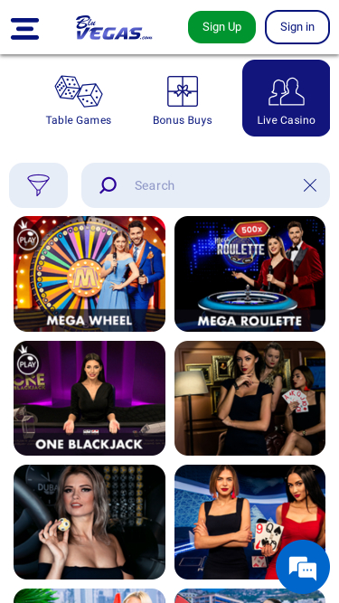 BluVegas Casino mobile Live-Dealer