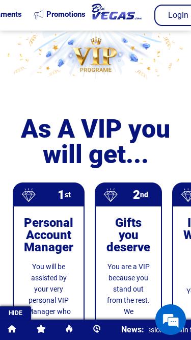 BluVegas Casino Mobile VIP-Programm