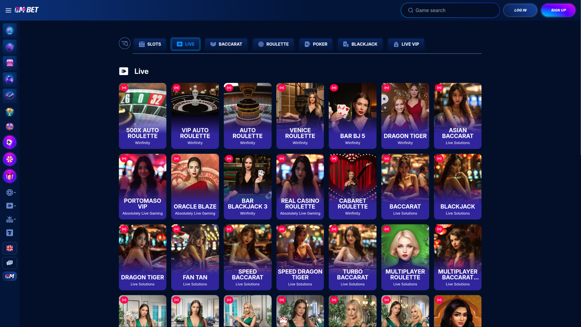 Croupier en direct de bureau de Bm.bet Casino