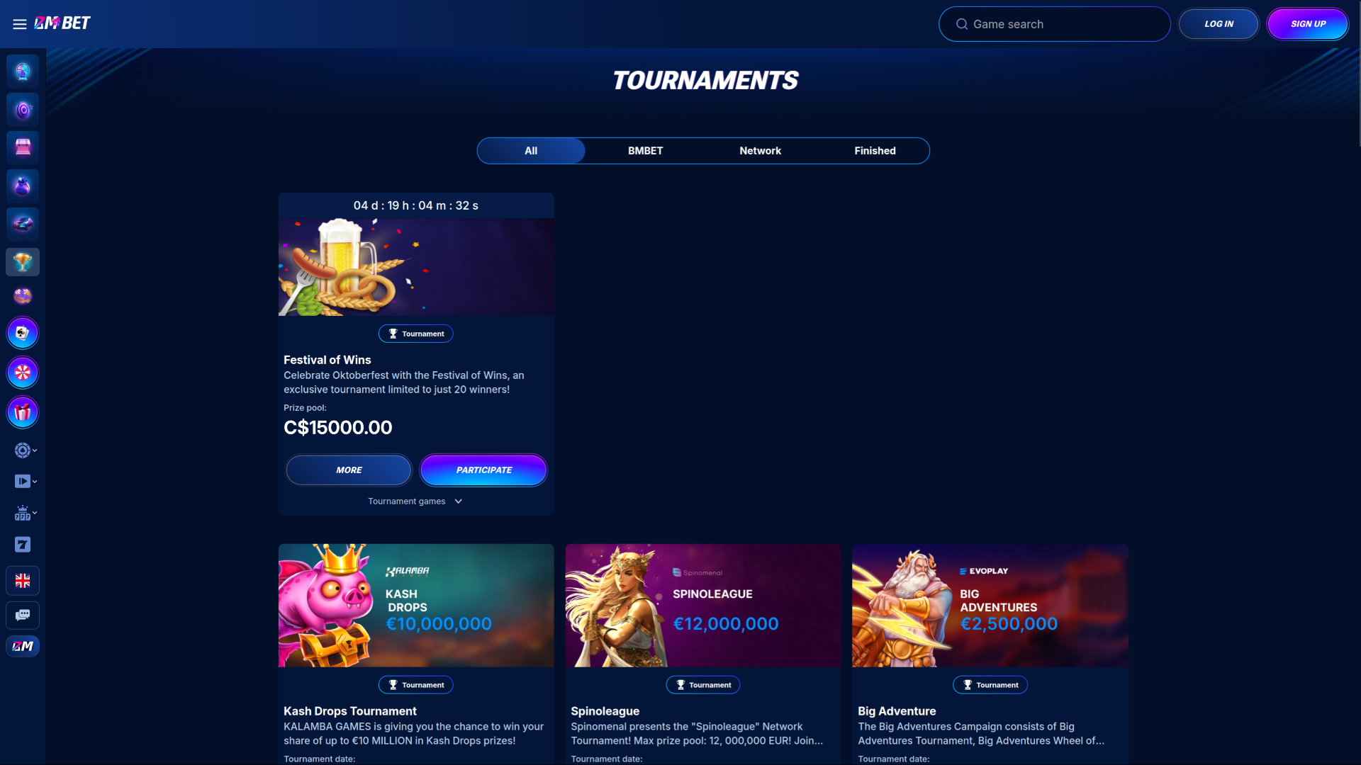 Tournois de bureau de Bm.bet Casino