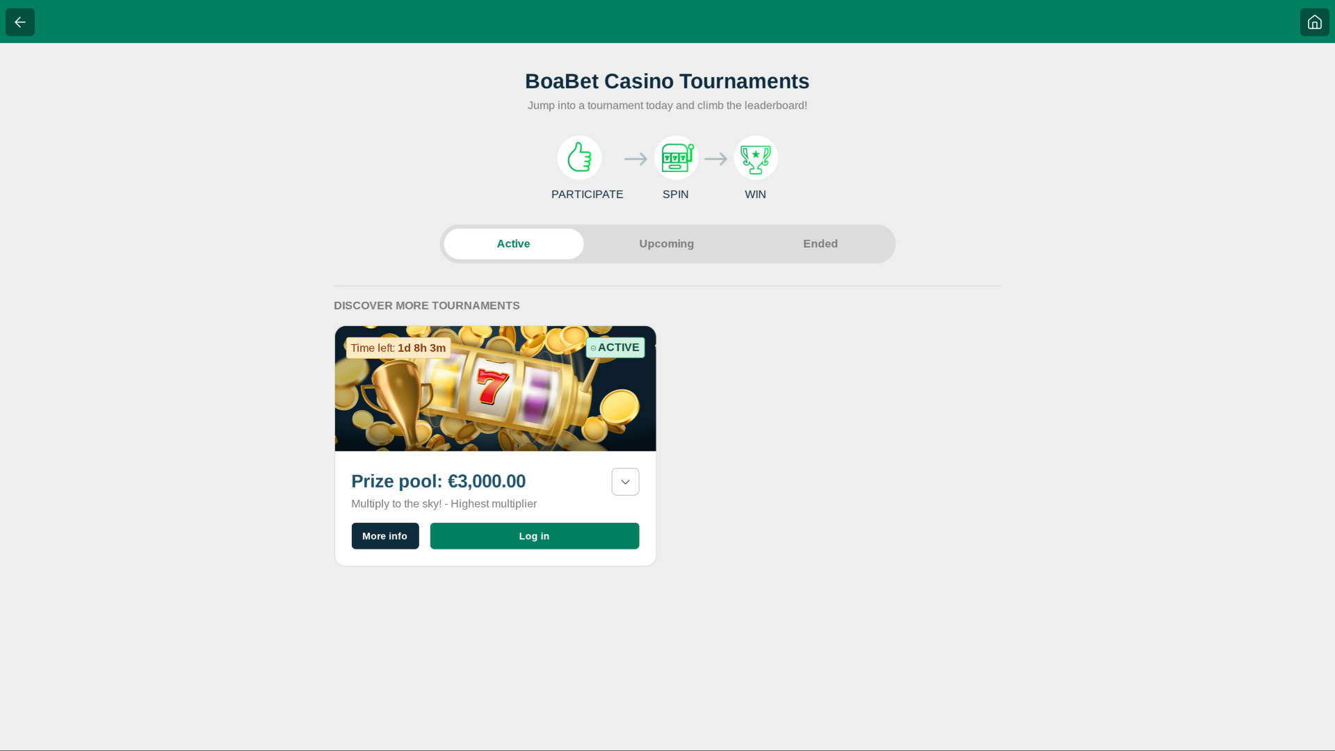 Tournois sur ordinateur du casino BoaBet