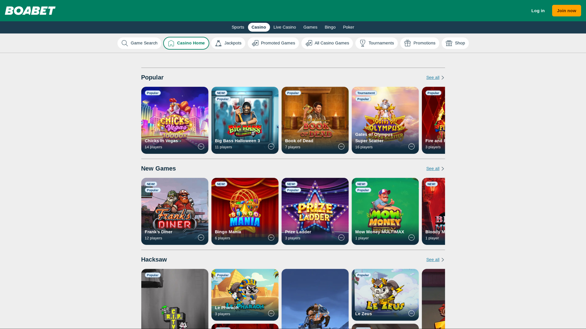 Boabet Casino Games