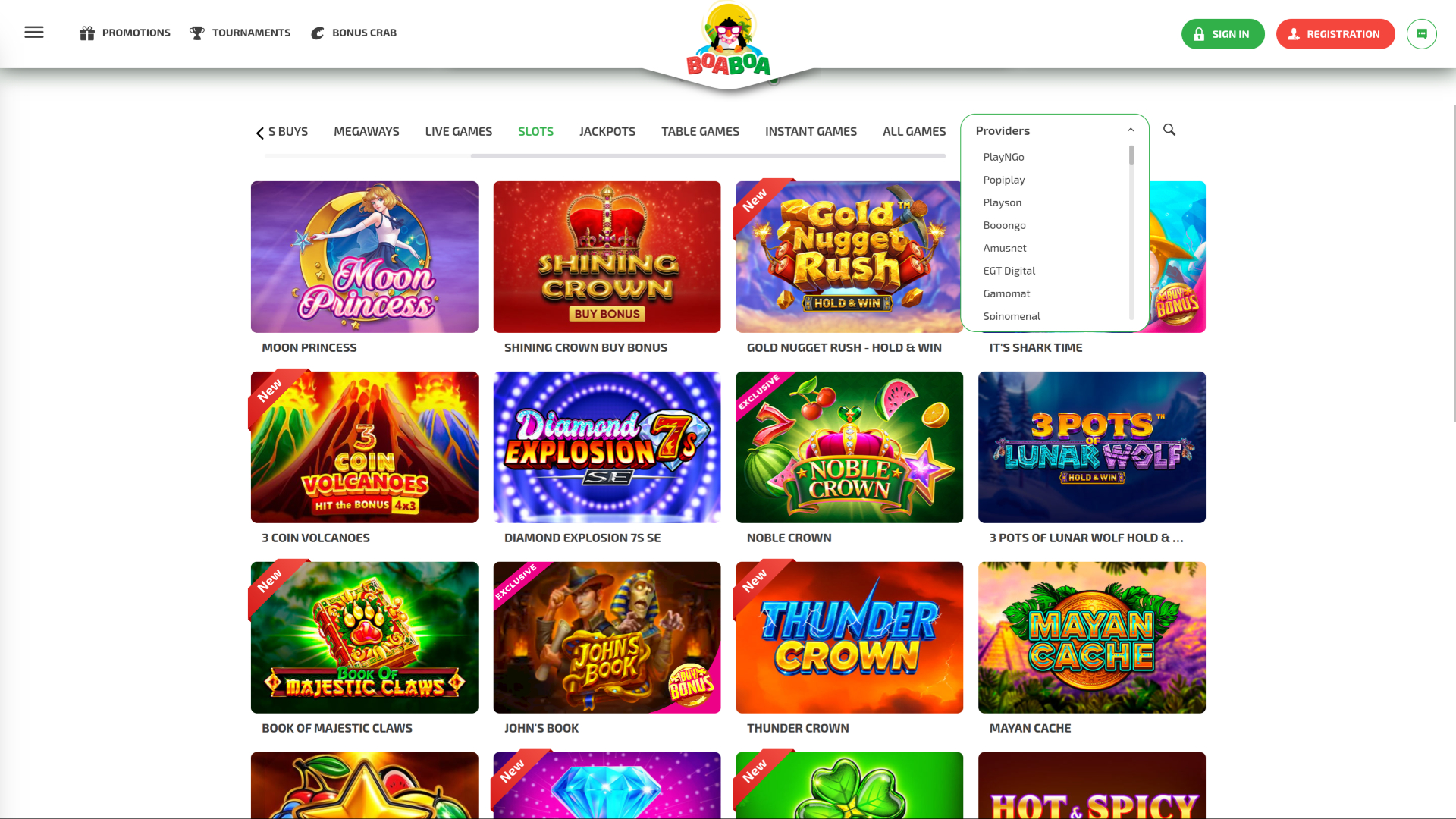 Développeurs de jeux de bureau de BoaBoa Casino