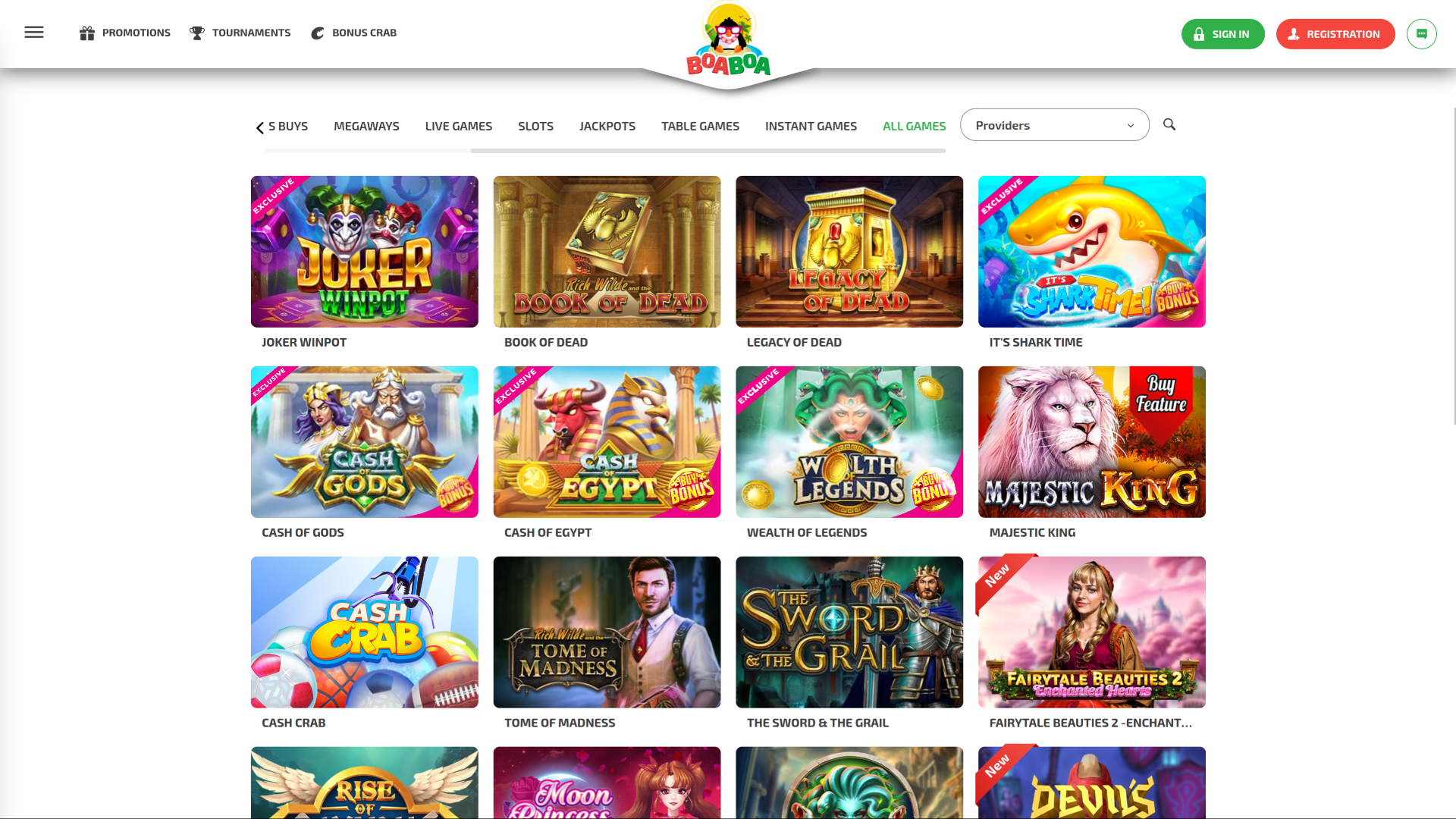 Jeux de bureau de BoaBoa Casino