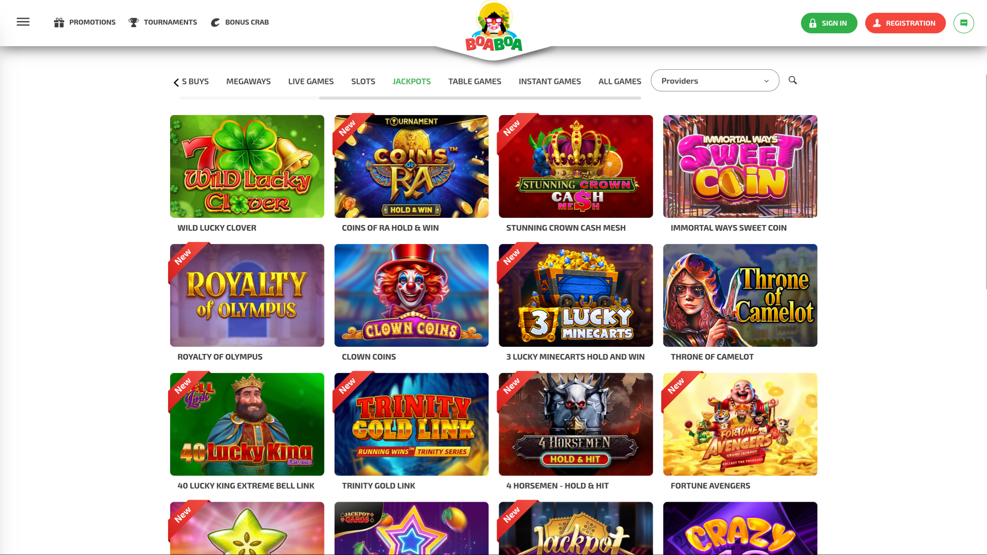Jackpot de bureau de BoaBoa Casino
