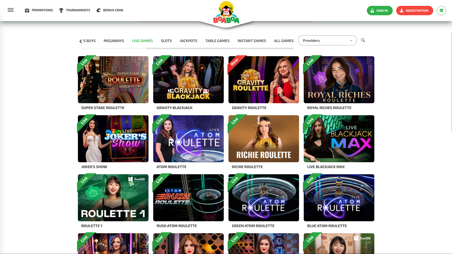 Croupier en direct de bureau de BoaBoa Casino