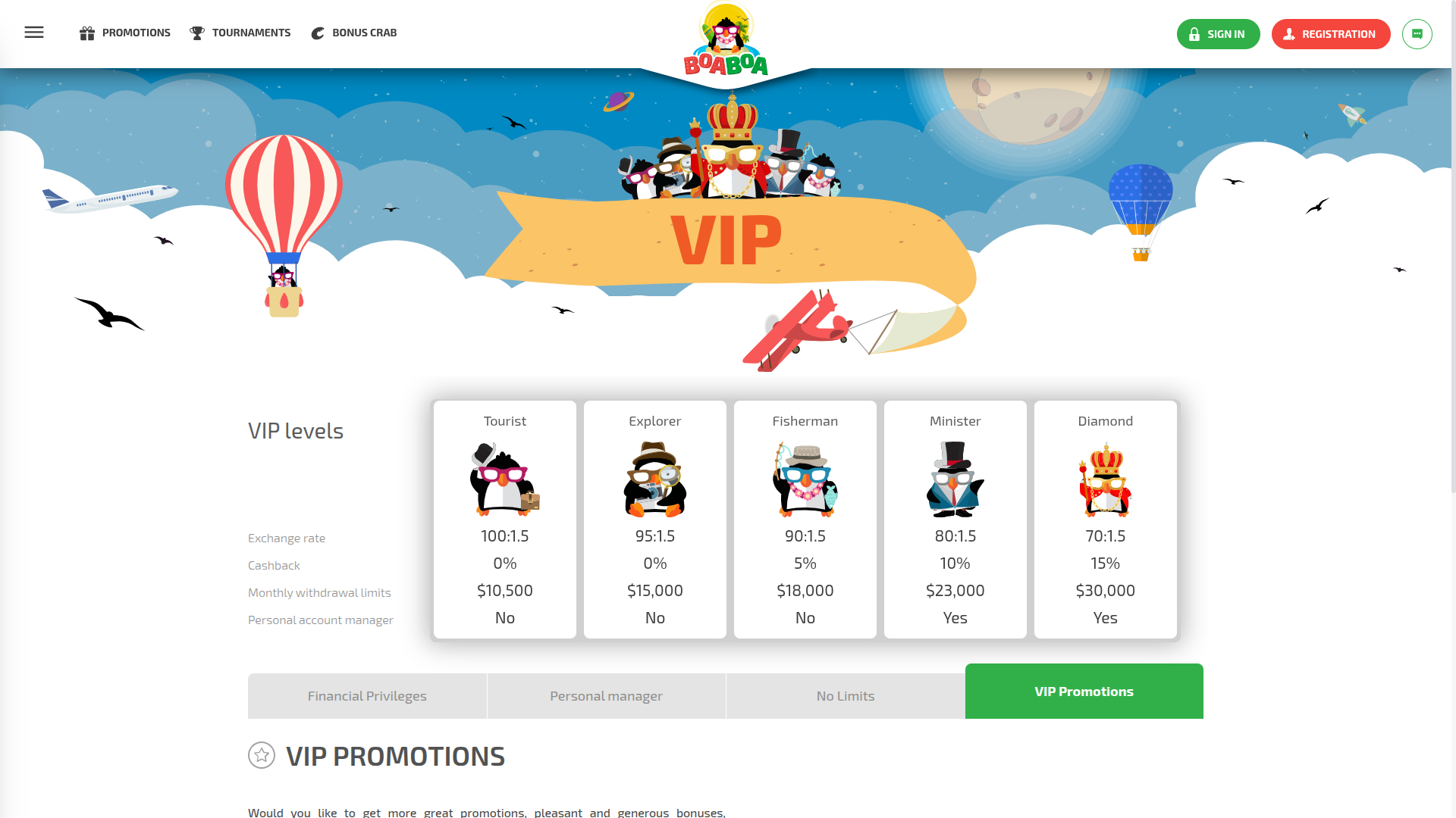 Programme VIP de bureau BoaBoa Casino