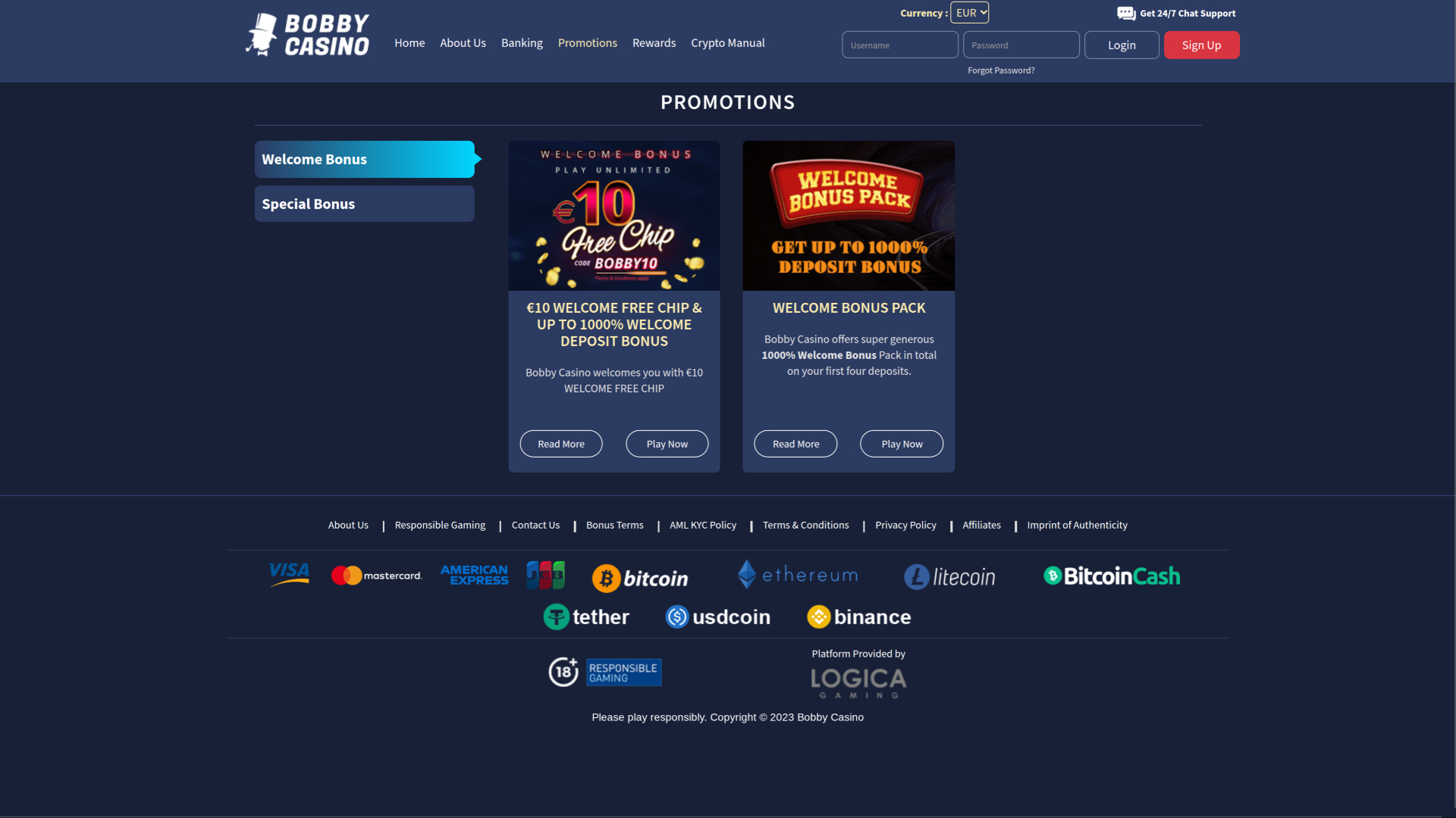 Promotions de bureau de Bobby Casino