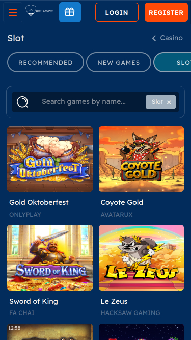 Jeux mobiles de Bof Casino