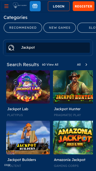 Jackpot mobile de Bof Casino