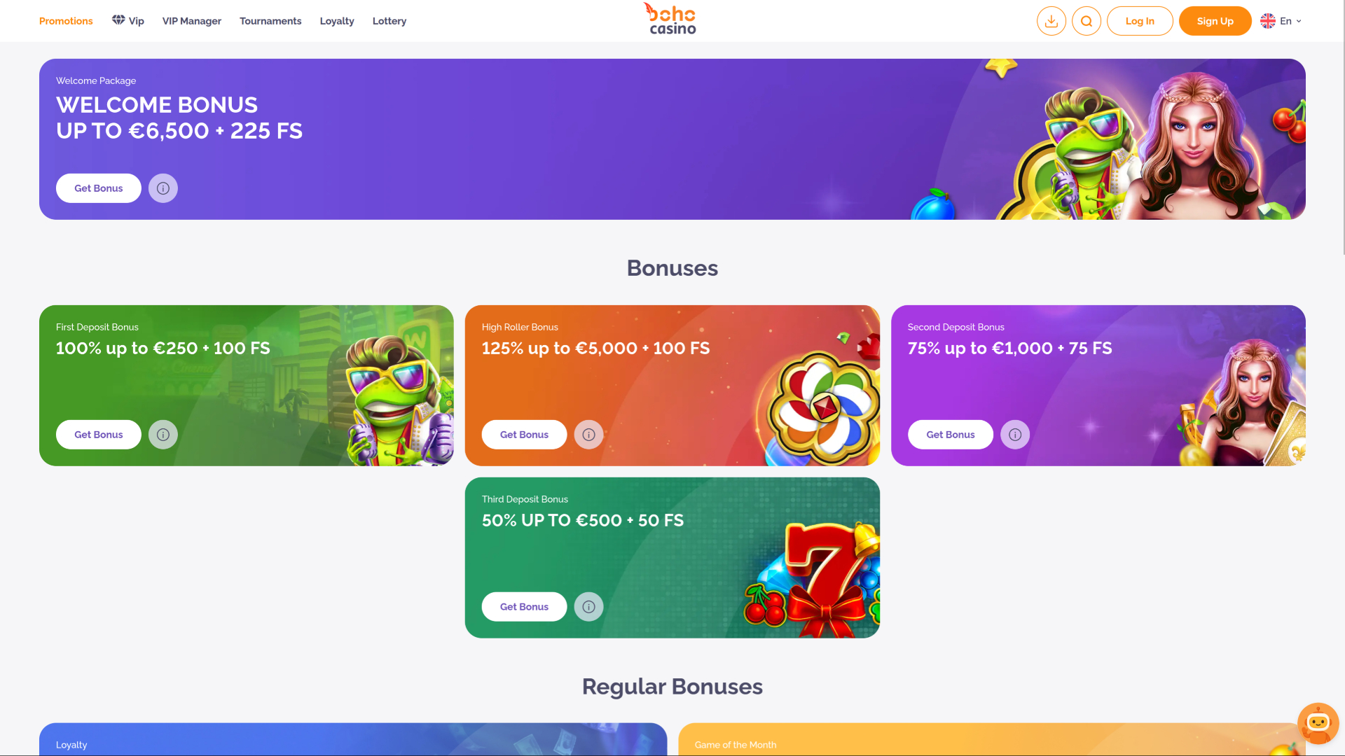 Boho Casino Desktop Promotions